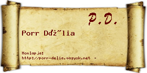 Porr Délia névjegykártya